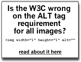 Is the W3C wrong 
on the ALT tag requirement for all images?