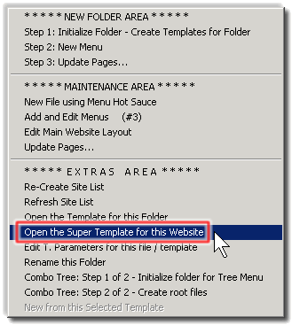 Picture of the Open the Super Template for this Website right click menu