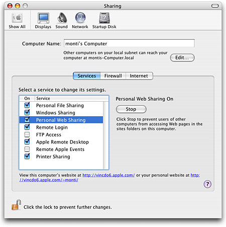 Macintosh Personal Web Sharing